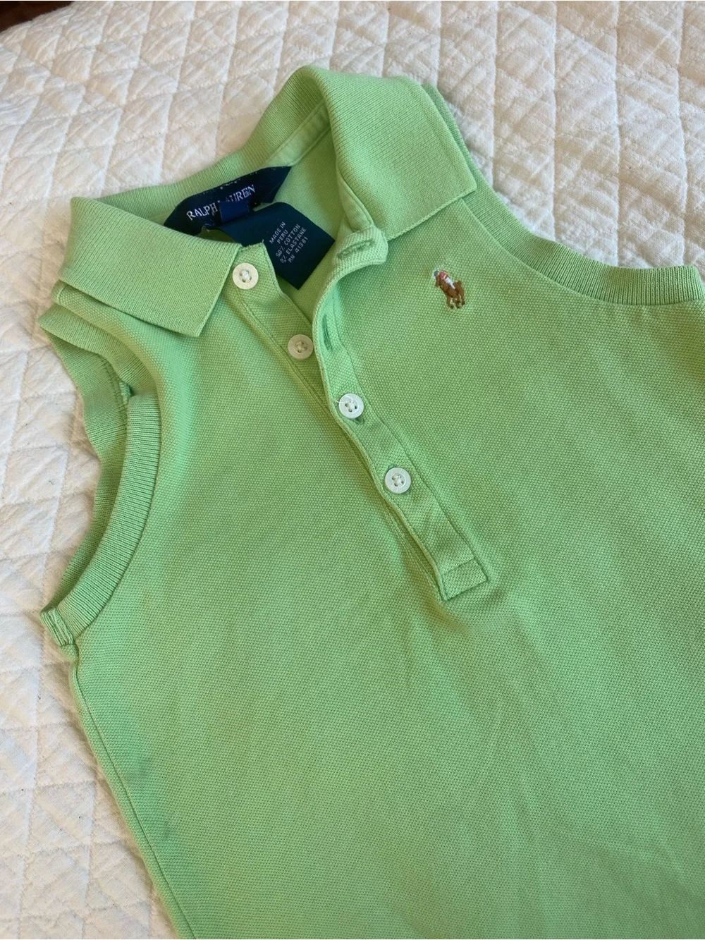 Ralph Lauren Girls' Light Green Sleeveless Polo Tank pony logo preppy size 4